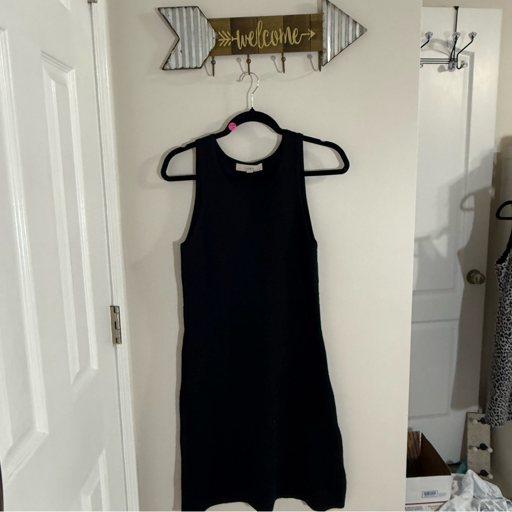 LOFT Classic Black Wool Blend Sleeveless Dress